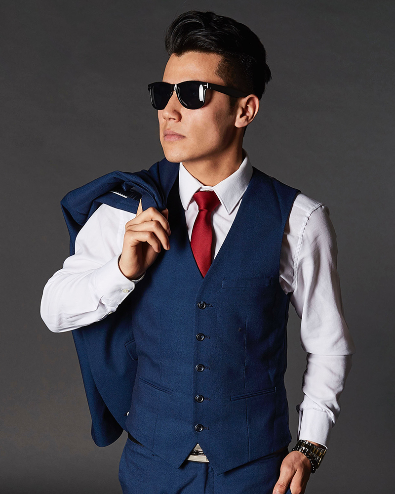 Plain Blue Two-Button Suit